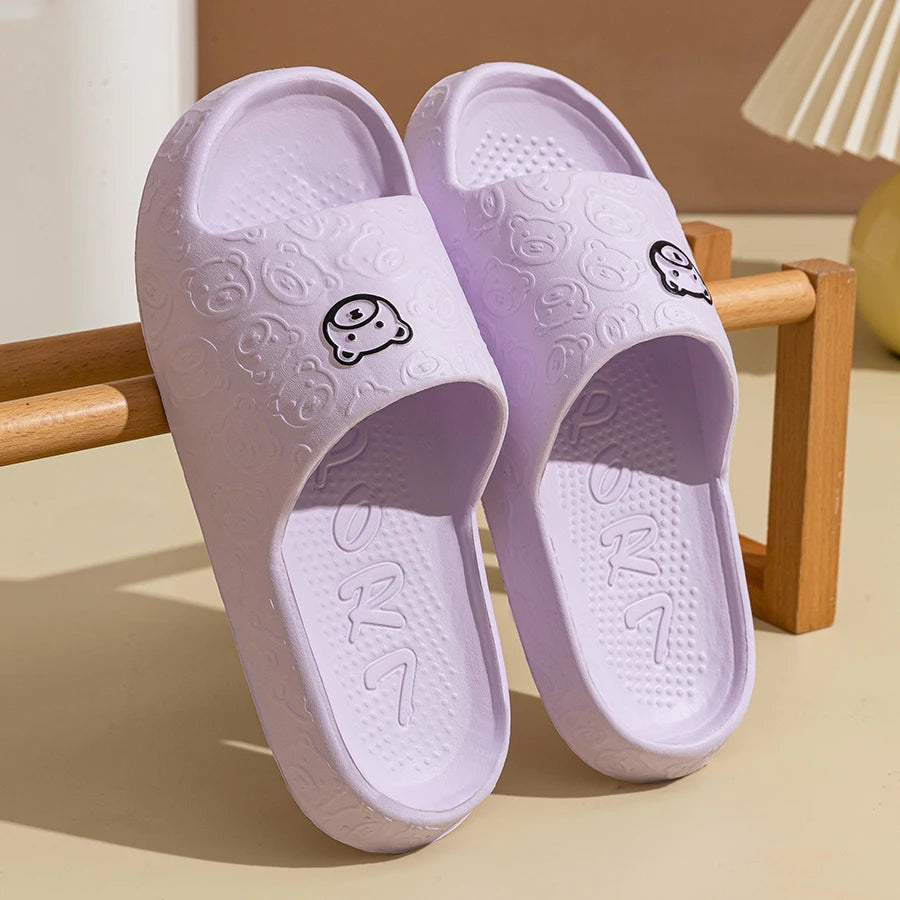 Little Bear Print Slippers — Soft, Non-Slip, Indoor Slides for Men & Women - Zenflow Active