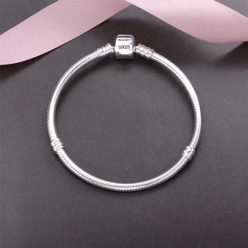 Handmade Original Fine Jewelry 925 Silver Charm Bracelet Soft Smooth Snake Bone Bracelets for Women - Zenflow Active