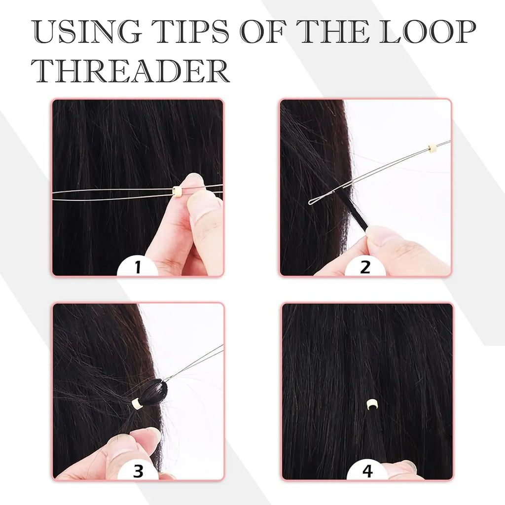 Professional Hair Extension Kit with Beads,Pliers, Pulling Hook, Threads, Needle - Metal Tools for All Hair Types - Zenflow Active