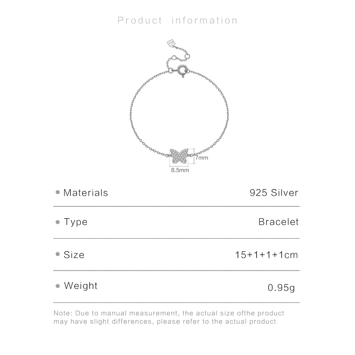 ANDYWEN Women 925 Sterling Silver Clear Zircon Butterfly Chain Bracelet Graceful Luxury Fine - Zenflow Active