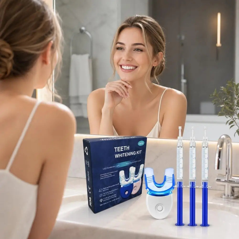 Professional Teeth Whitening Kit Gel LED Light