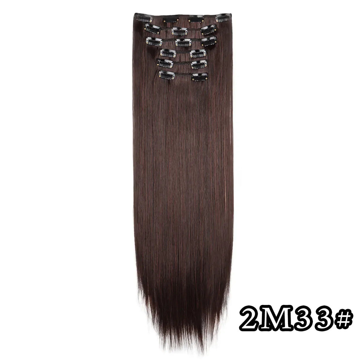 Black Hair Extensions 24"/60cm 6pcs/set Women Long Straight Synthetic Full Head Clip 16 Clips Ombre Heat Resistant Fiber Hair - Zenflow Active