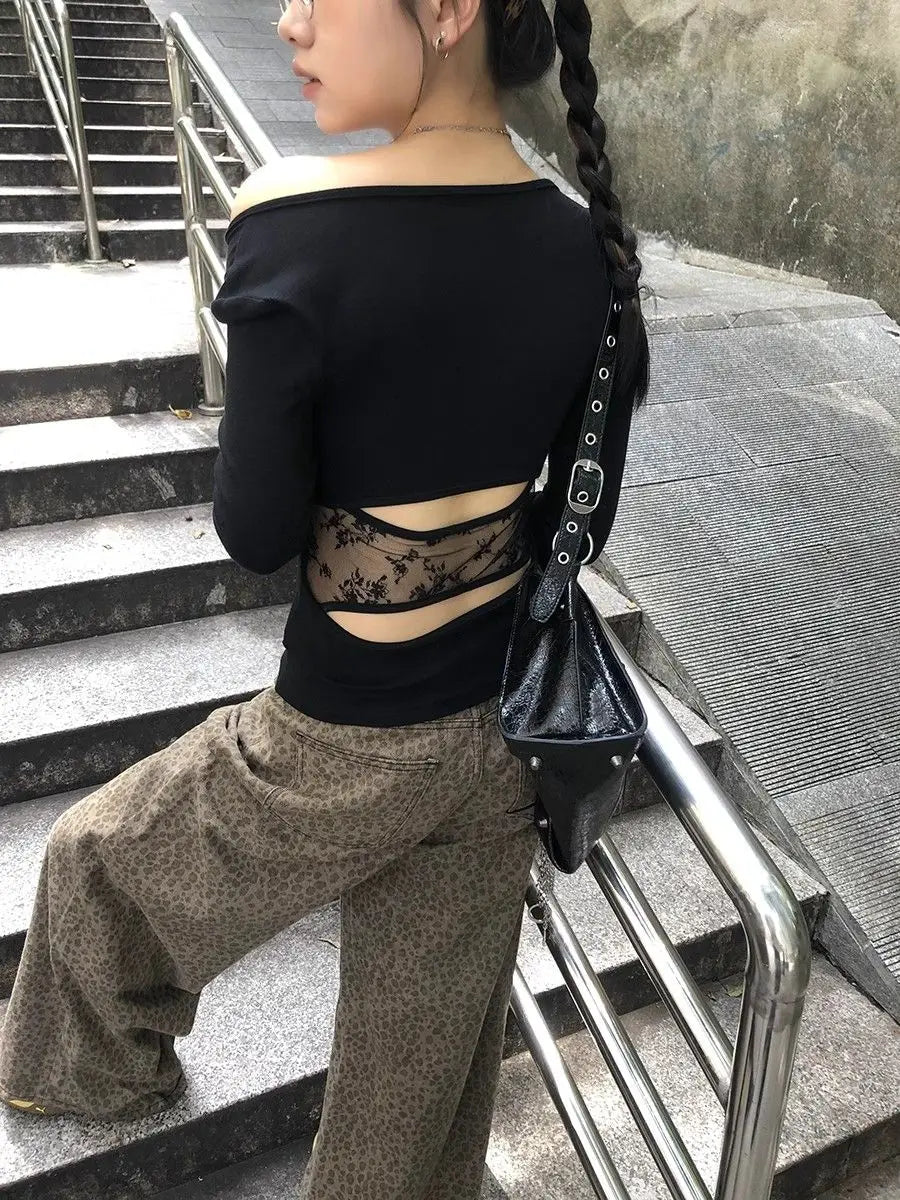 Women's Vintage Graphic Cut-Out Patchwork Crop Top Zenflow Active