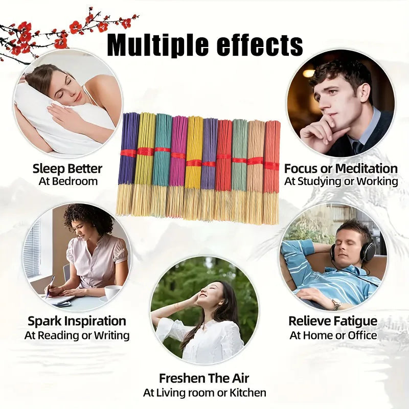 7 Sets of 140 Incense Sticks, Available in Four Seasonal Sets: Rose, Lavender, Sandalwood, Jasmine, Mint, Cherry Blossom, Herbal, and Dragon Blood Wood, with 20 Sticks Per Pack, Suitable for Home Use, Office, Yoga, Meditation - Zenflow Active