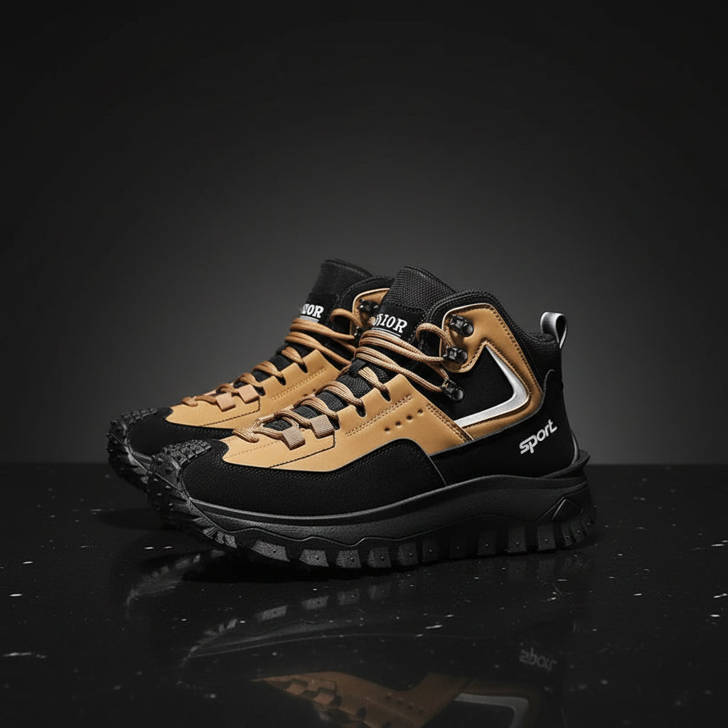 Men's Colour-Blocked Low-Top Outdoor Sports Shoes | Non-Slip Lace-Up Trainers for Hiking & Everyday Wear - Zenflow Active