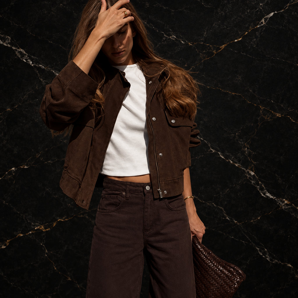 Women’s Brown Zip-Front Turtleneck Jacket Zenflow Active