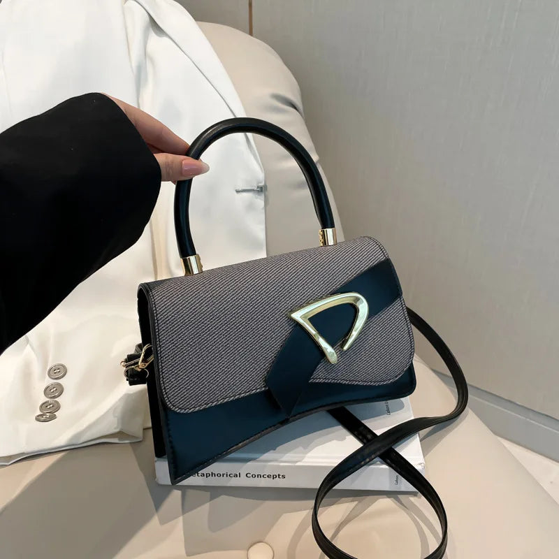 Women's Bags, Hand-held Spliced Contrasting Crossbody Bag, Fashion and Versatile Simple Casual Single Shoulder Small Square Bag - Zenflow Active