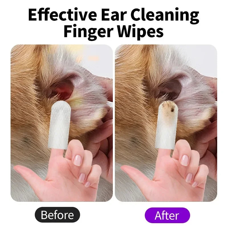 Pet Ear Cleaning Wipes | 50-Pack Fingertip Wipes for Cats & Dogs - Zenflow Active