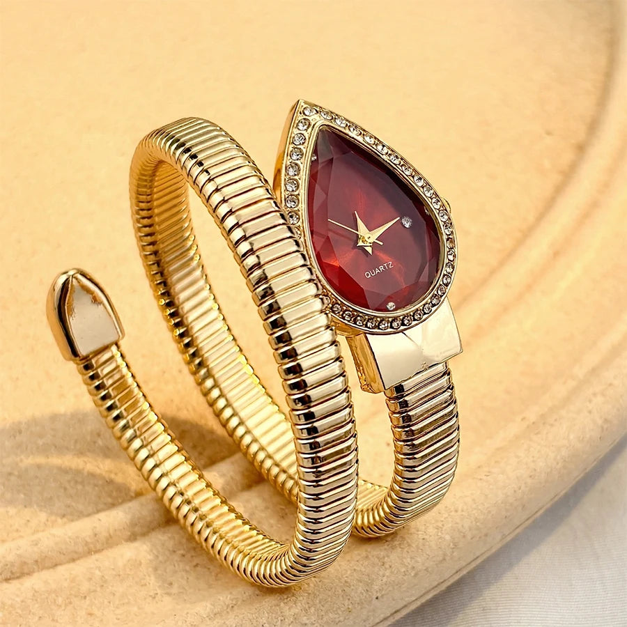 Elegant Ladies' Water - Drop Headed Watch with Snake - shaped Band - Zenflow Active