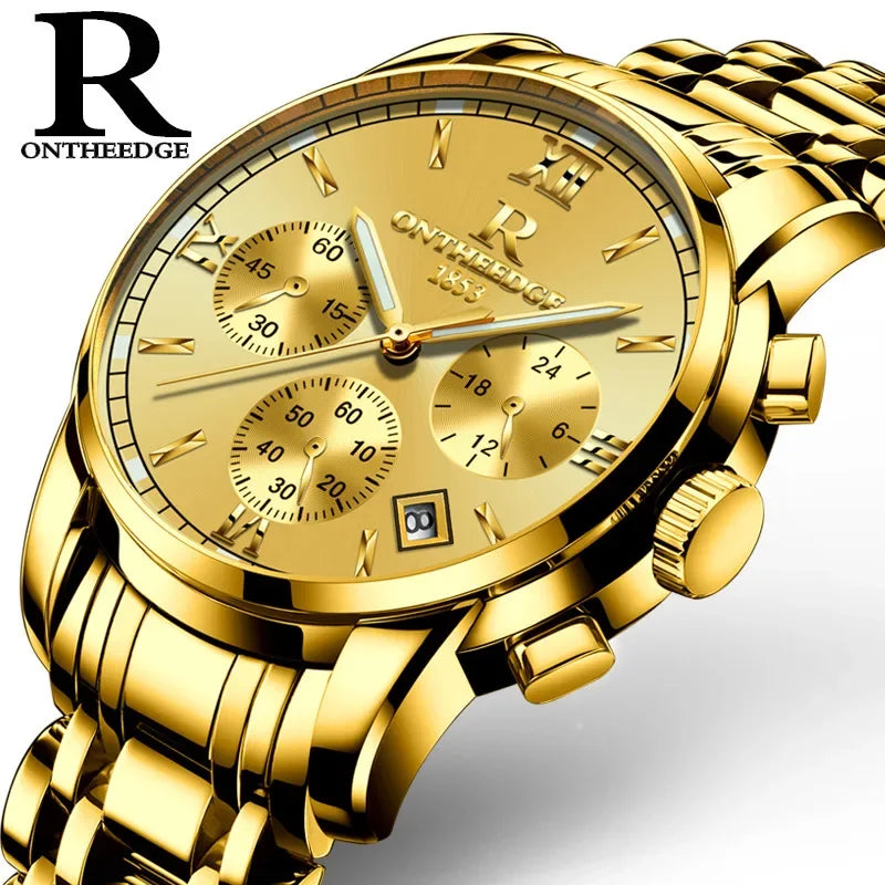 Men's Watch Business Quartz, All Steel Blue Face, Waterproof Chronograph Relogio Masculino - Zenflow Active