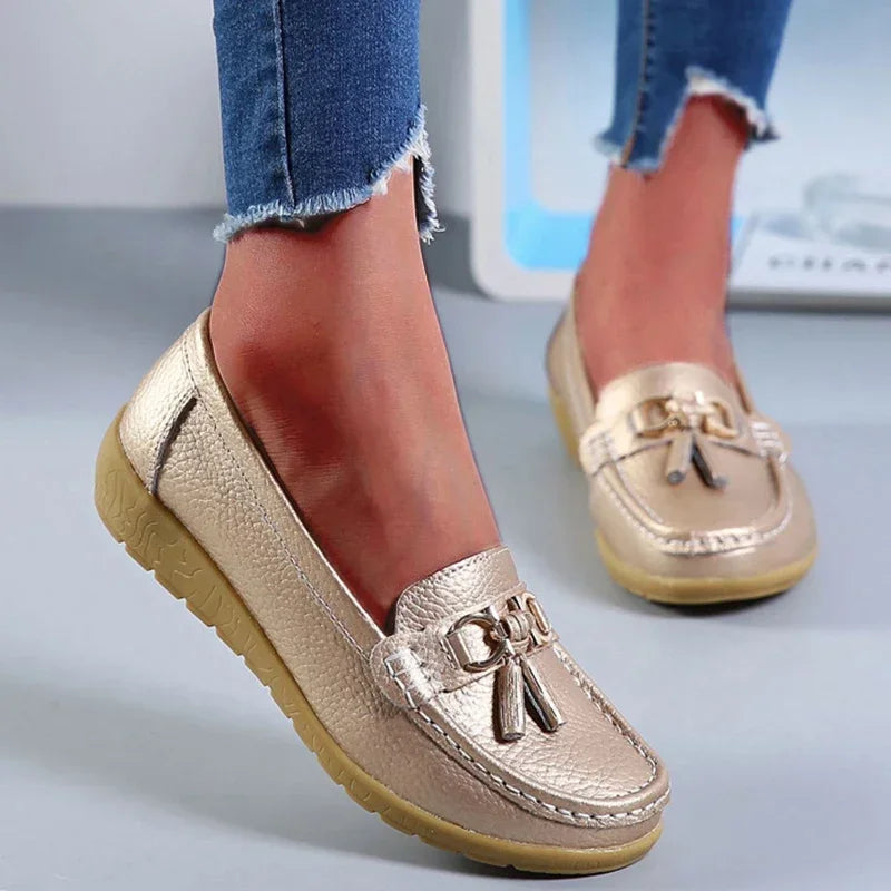 Women's PU Slip-On Loafer Flats — Soft Sole, Flat Heel, Casual Everyday Shoe, 9 Colours - Zenflow Active