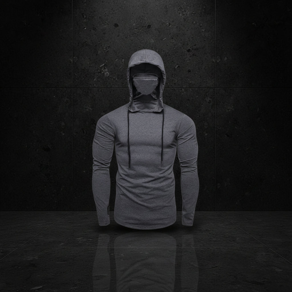 Men's Short Sleeve Hoodie with Face Mask | Gym Sweatshirt - Zenflow Active