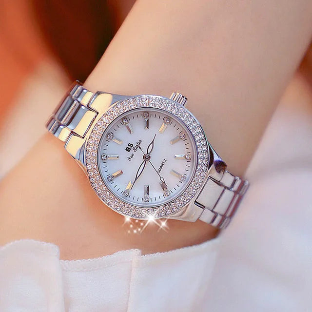 Women's Crystal Diamond Dress Watch — Quartz, Stainless Steel, Waterproof, 12 Styles - Zenflow Active