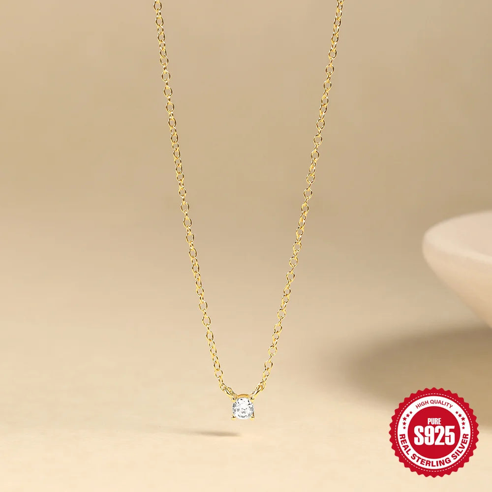 CANNER Crystal Zircon 925 Sterling Silver Necklace For Women Pendente Fine Jewellery Long Chain - Zenflow Active