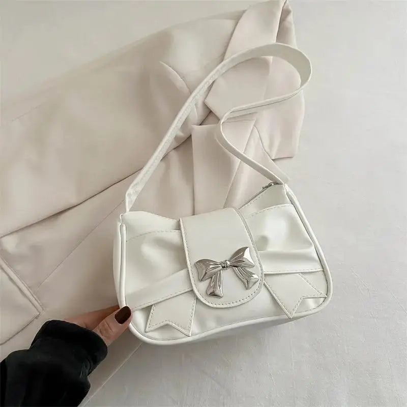 Bow Shoulder Bag Handbag Casual Underarm Bag PU Leather - Zenflow Active