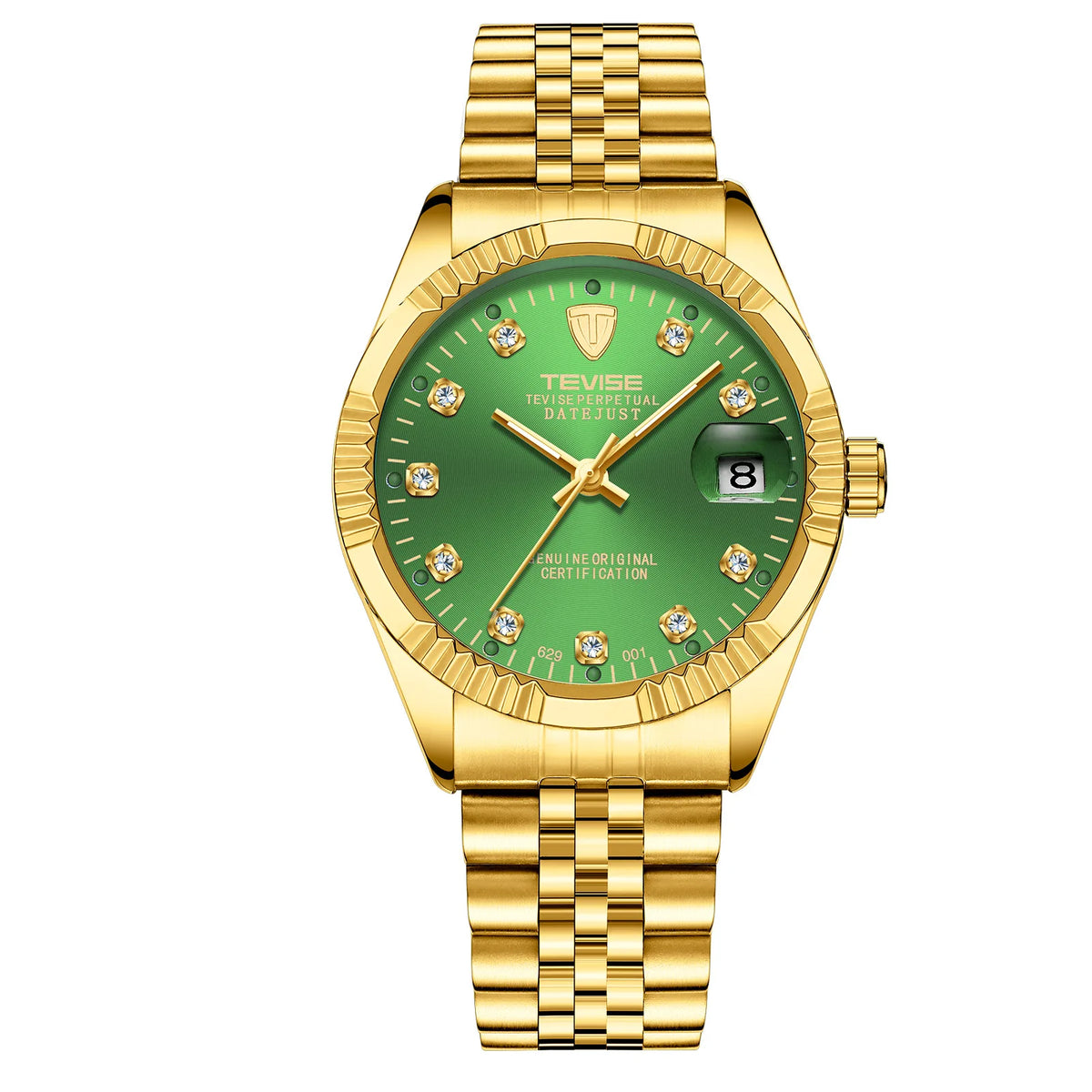 TEVISE T629 Automatic Mechanical Men's Watch — Diamond Detail, Date Display, Waterproof - Zenflow Active