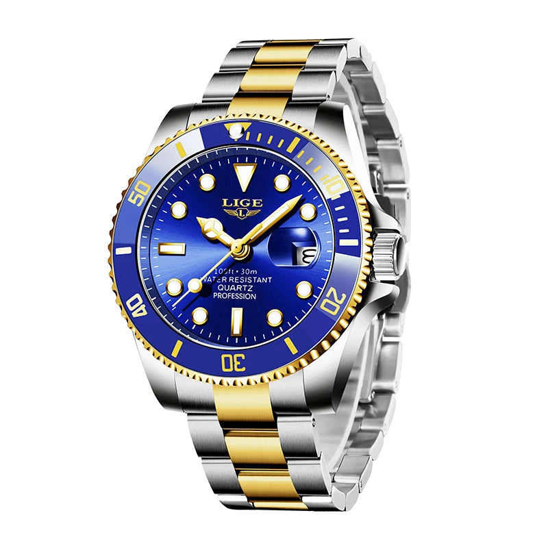 LIGE Luxury Watch For Men 30M Waterproof Luminous Date Quartz - Zenflow Active