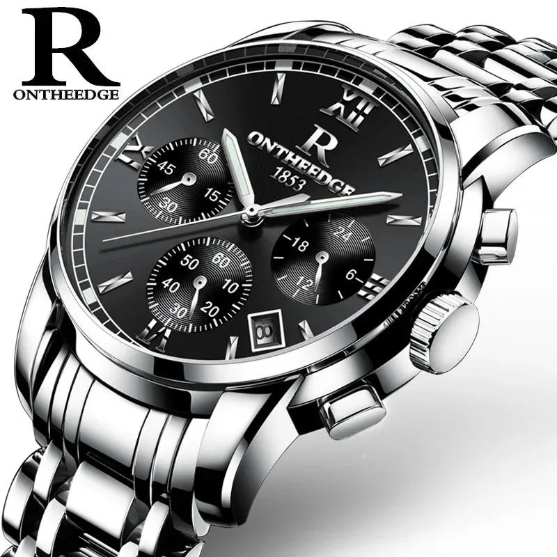 Men's Watch Business Quartz, All Steel Blue Face, Waterproof Chronograph Relogio Masculino - Zenflow Active