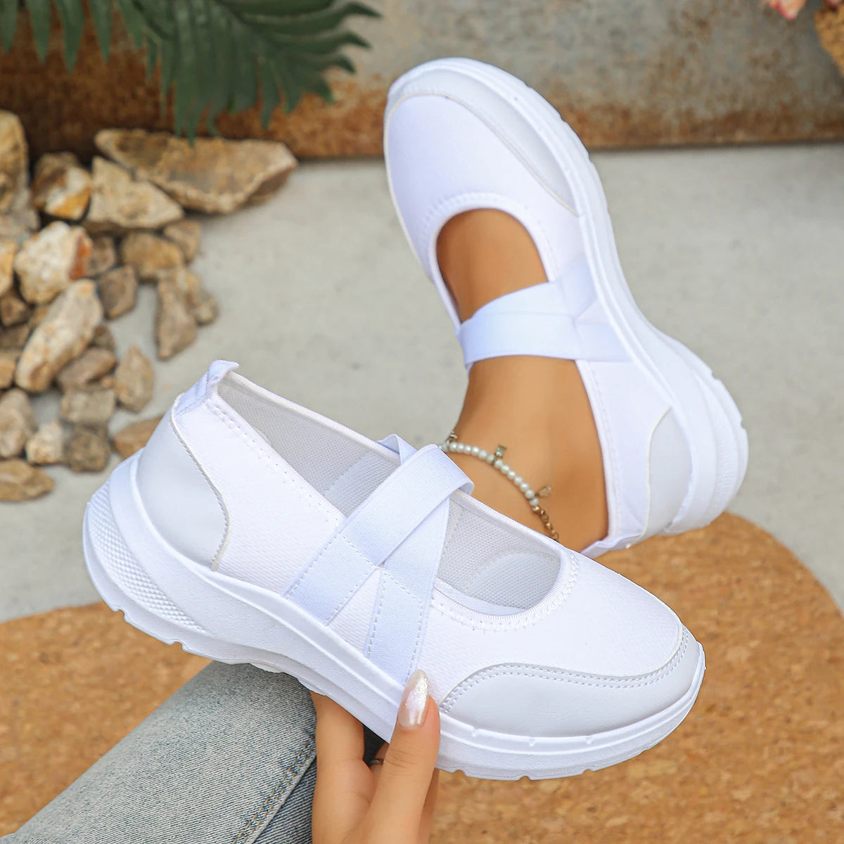 Women's Wedge Platform Pumps — Hook & Loop, Round Toe, Mid Heel, Casual Everyday - Zenflow Active