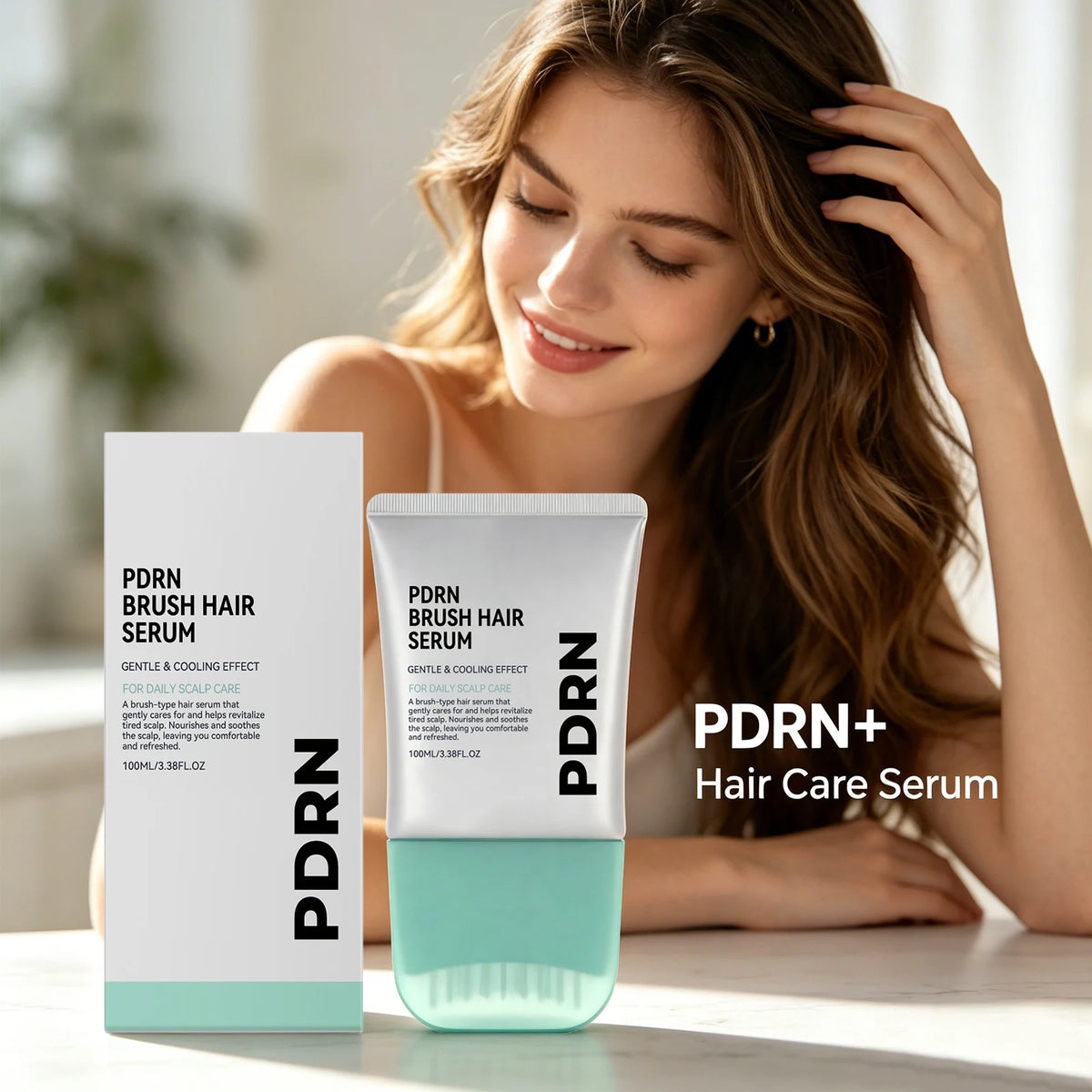 PDRN Scalp & Hair Serum with Built-In Massage Brush - 100ml Anti Hair Loss Treatment Zenflow Active