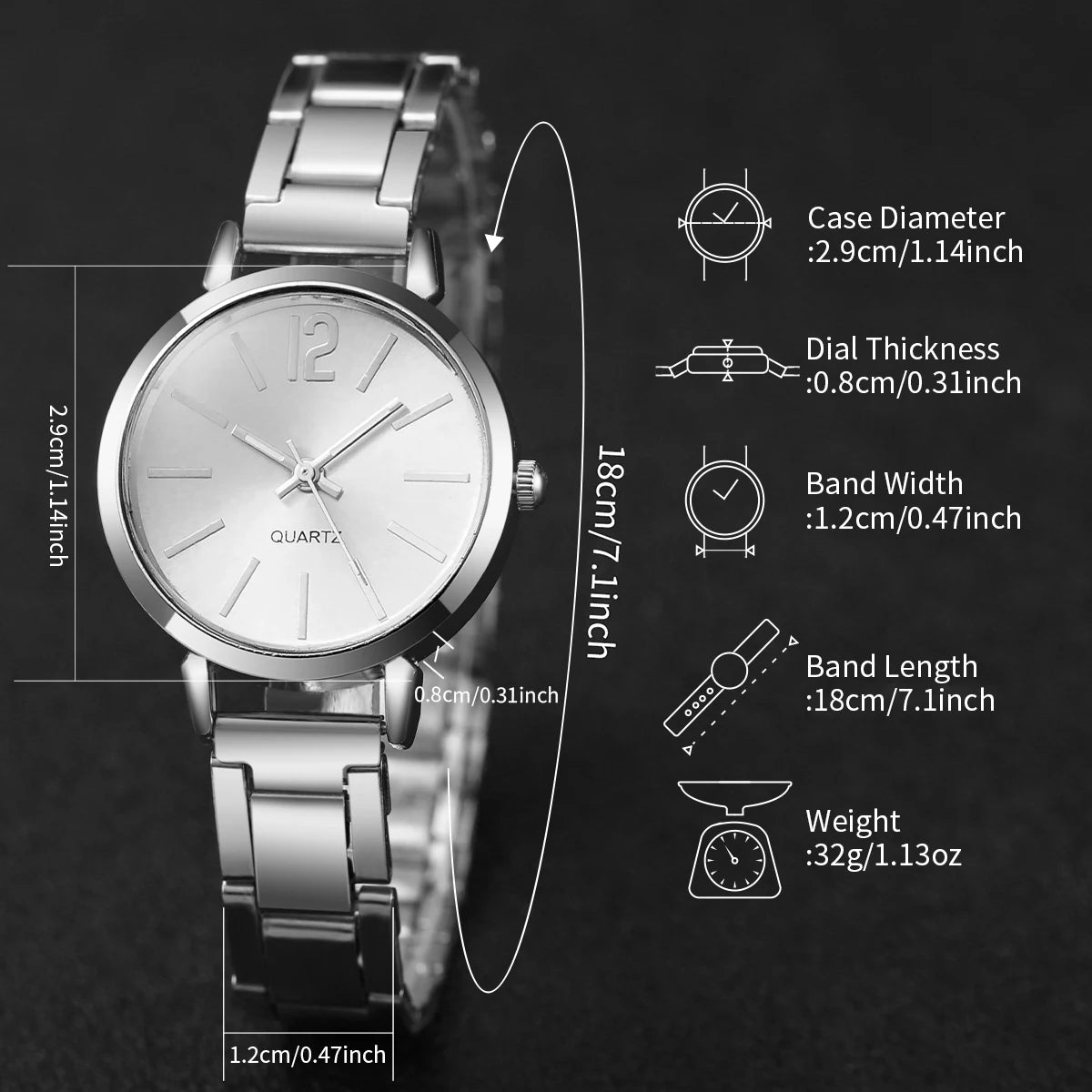 2PCS Women's Watch Fashion Gold Steel Band Quartz Wristwatch Opening Cuff Bracelet Set - Zenflow Active