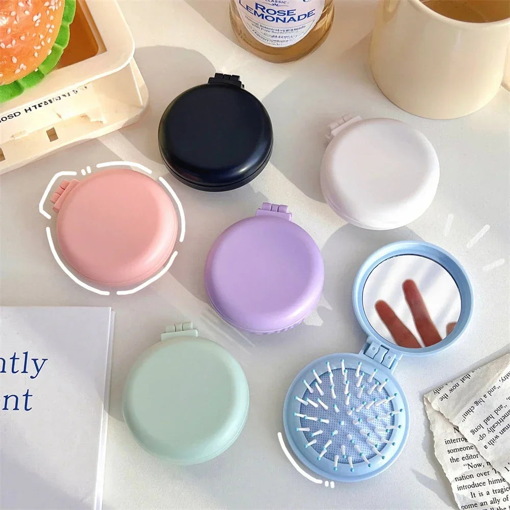 Solid Colour Folding Comb with Makeup Mirror - Zenflow Active