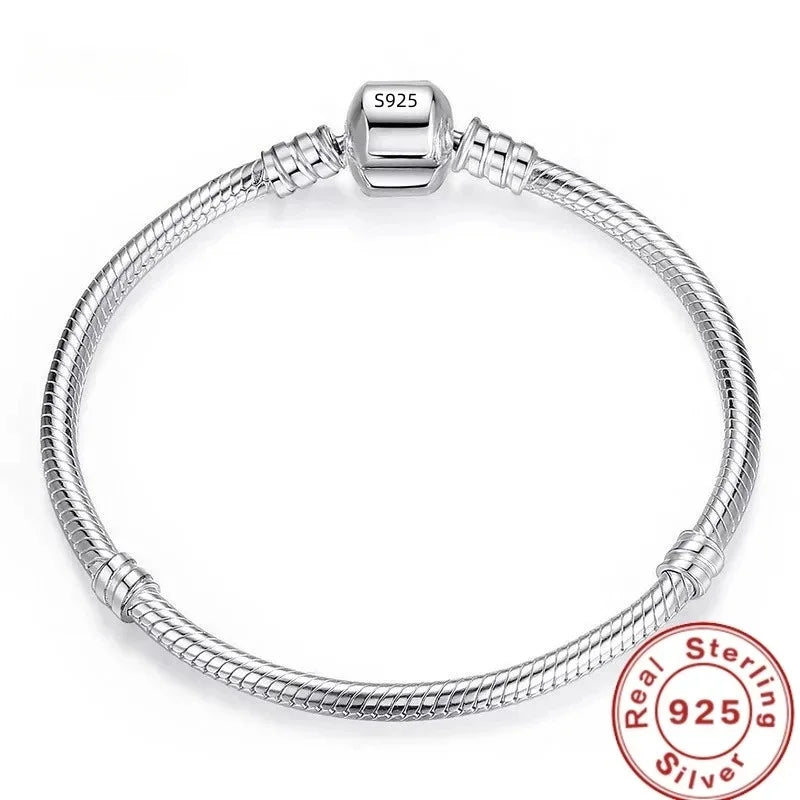 Handmade Original Fine Jewelry 925 Silver Charm Bracelet Soft Smooth Snake Bone Bracelets for Women - Zenflow Active