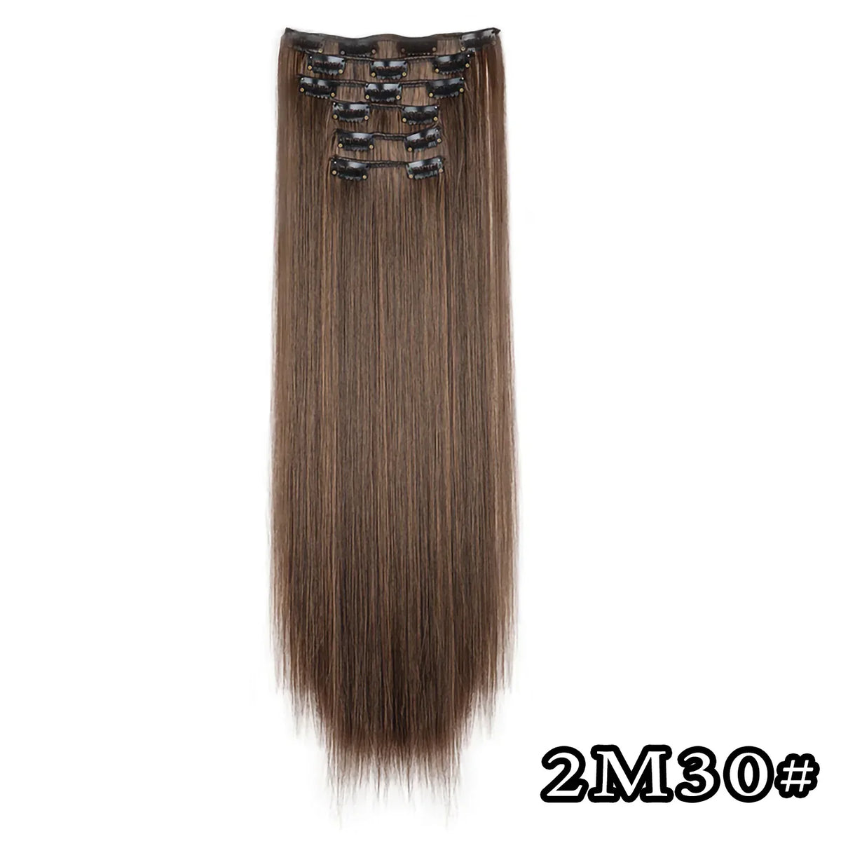 Black Hair Extensions 24"/60cm 6pcs/set Women Long Straight Synthetic Full Head Clip 16 Clips Ombre Heat Resistant Fiber Hair - Zenflow Active