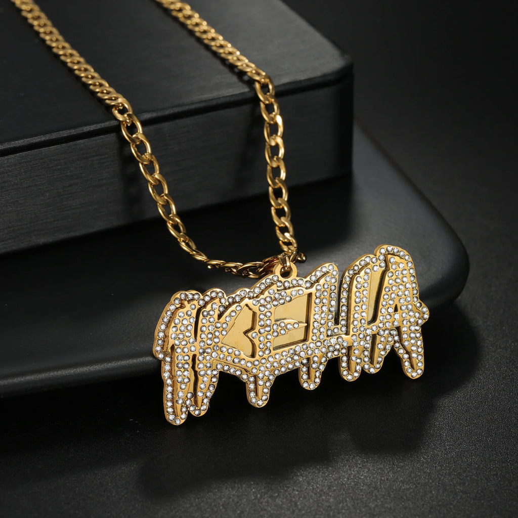 Atoztide Personalized Name Necklace 2-Side Welding Zircon Pendant Stainless Steel Chain - Zenflow Active