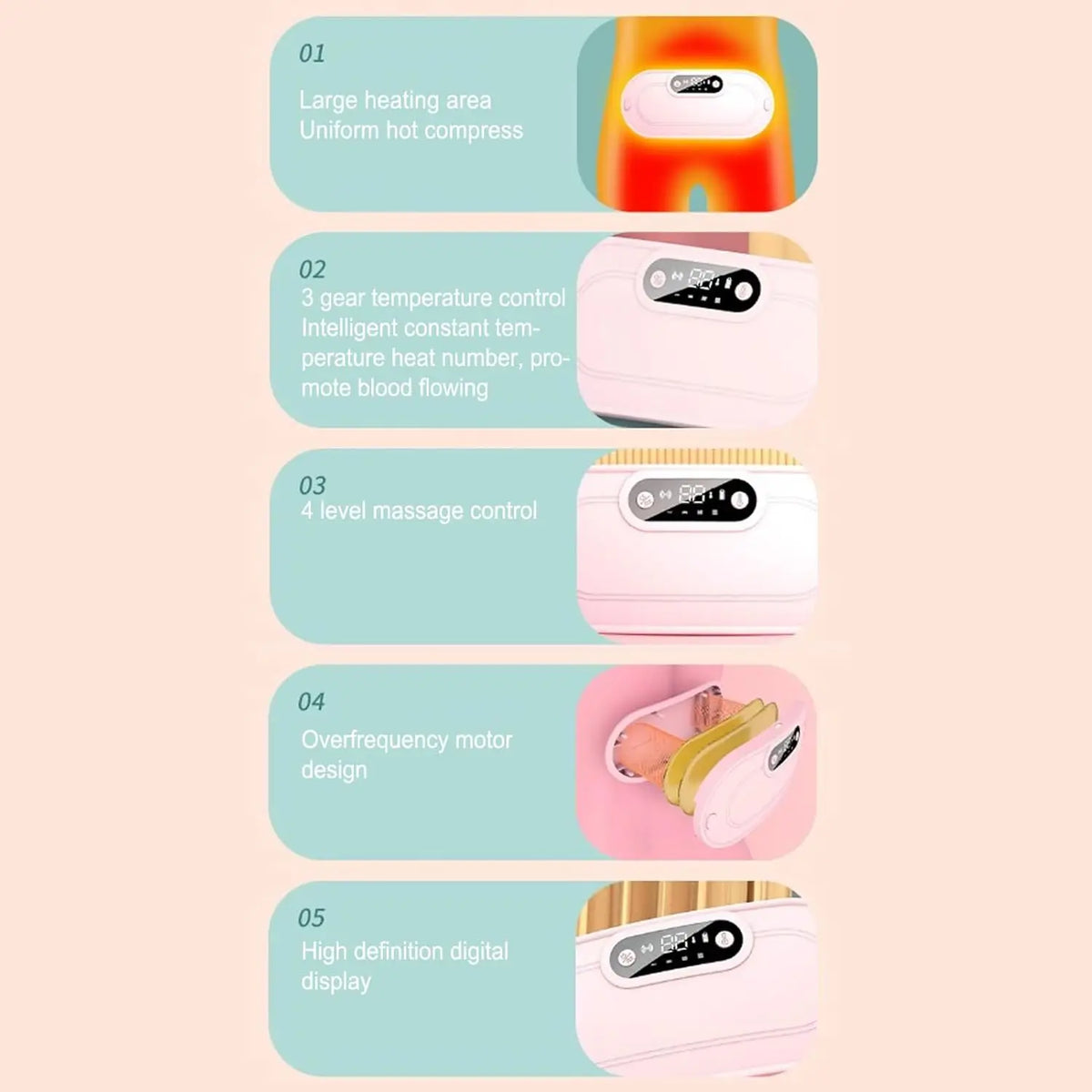Menstrual Heating Pad, 5000 mAh Large Capacity, 5-10h Working Time, Portable Cordless Menstrual Heating Pad with 3Heat L - Zenflow Active