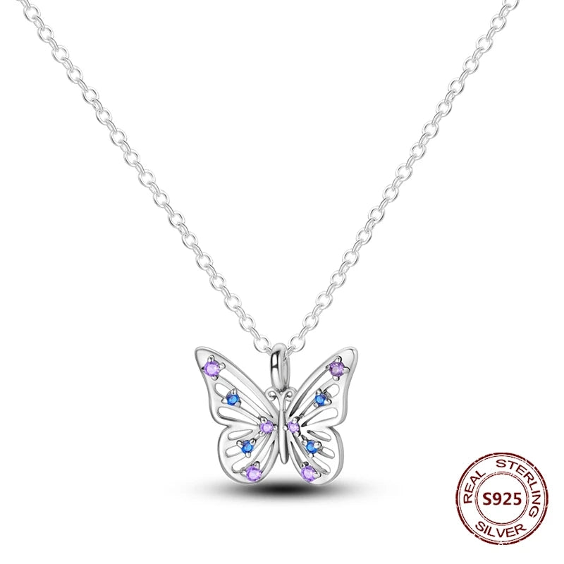 Butterfly Necklace 925 Sterling Silver Original Dragonfly Luminous Firefly Zircon Pendant Chain Link For Women Fine Jewelry Gift - Zenflow Active