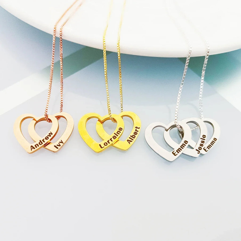 Customized Name Necklace For Women Stainless Steel Heart Carving Pendant Family Jewellery Choker Girlfriend Gift Bijoux Femme - Zenflow Active