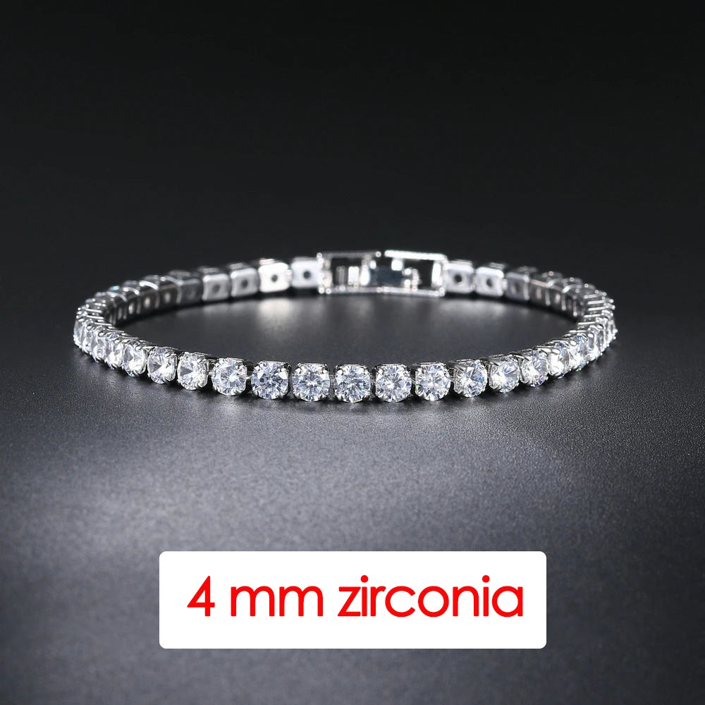 Men's Iced Out 4/5mm Cubic Zirconia Crystal Chain Bracelet Streetwear - Zenflow Active