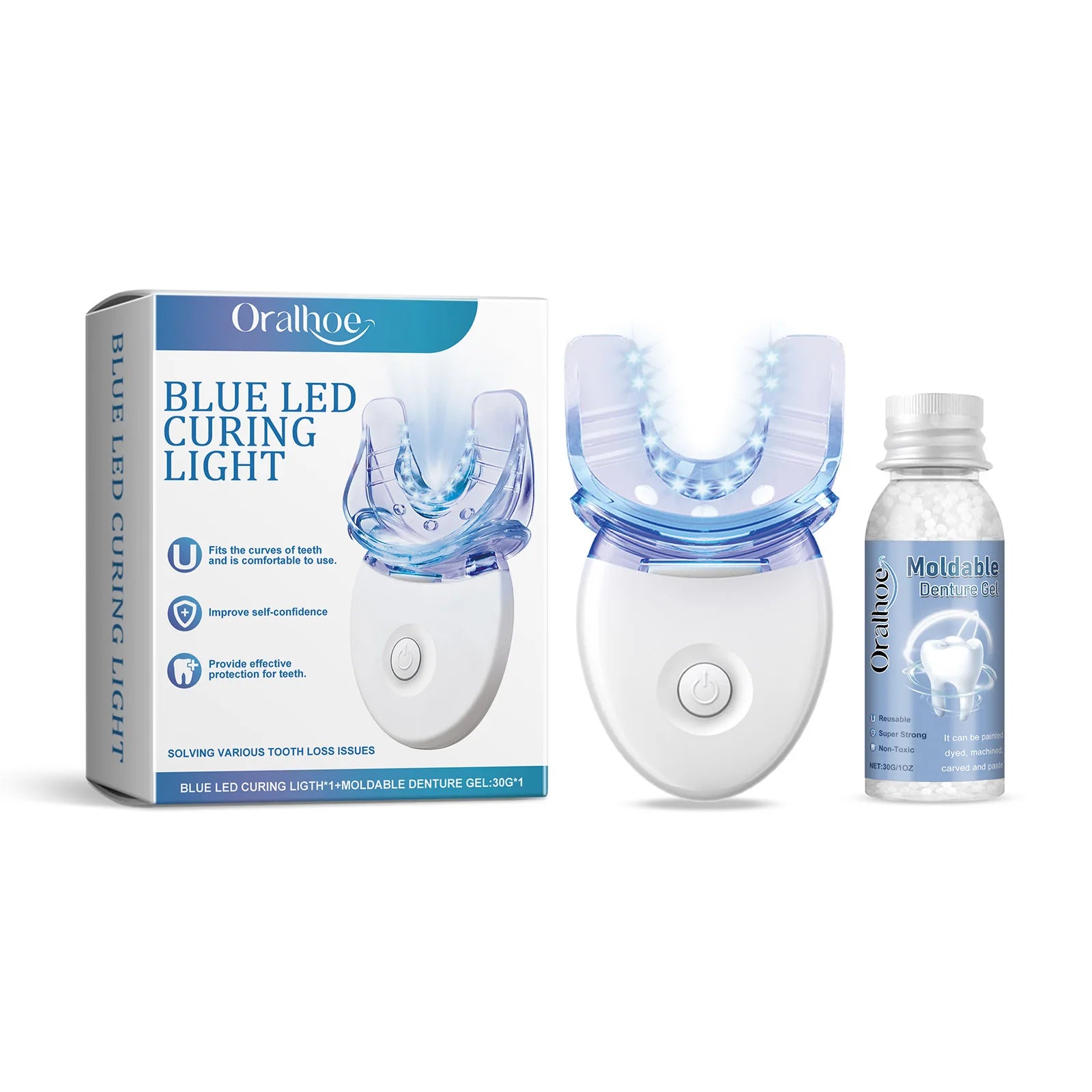 2 in 1 Teeth Whitening Kit with Blue LED Light
