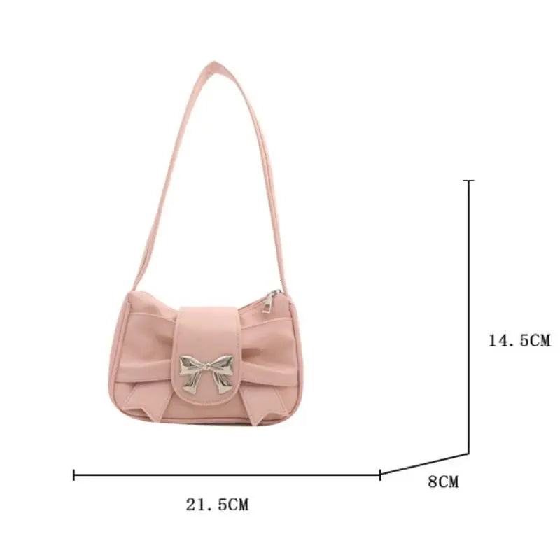 Bow Shoulder Bag Handbag Casual Underarm Bag PU Leather - Zenflow Active