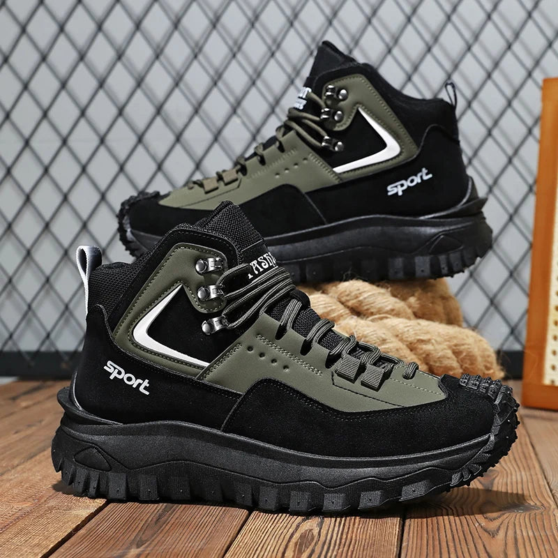 Men's Colour-Blocked Low-Top Outdoor Sports Shoes | Non-Slip Lace-Up Trainers for Hiking & Everyday Wear - Zenflow Active
