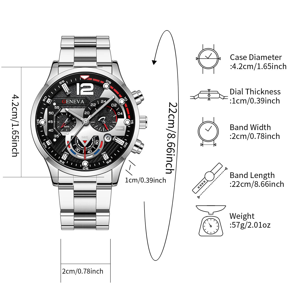 Men's Quartz Watch & Bracelet Set — Steel Band, Arabic Dial, Folding Clasp - Zenflow Active