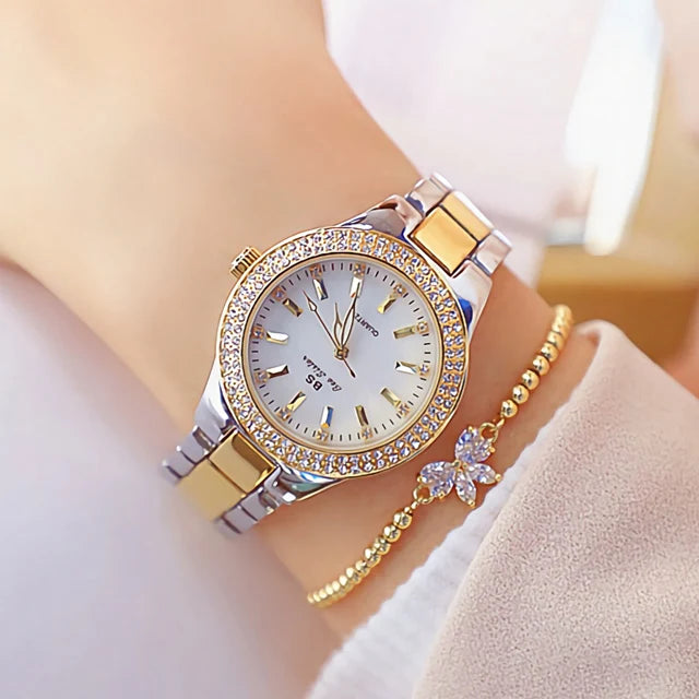 Women's Crystal Diamond Dress Watch — Quartz, Stainless Steel, Waterproof, 12 Styles - Zenflow Active