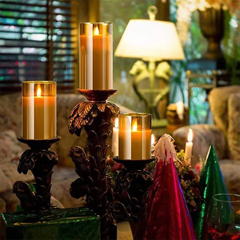 Electronic Candle LED Candle Decoration LED Glass Candle Full Set Remote Control Timer - Zenflow Active