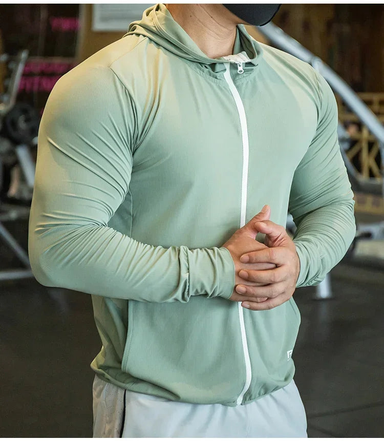 Men's Hooded Sport Tracksuit Top | Gym Running Sweatshirt - Zenflow Active