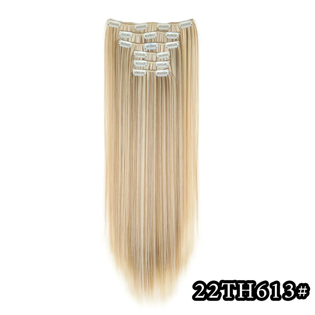 Black Hair Extensions 24"/60cm 6pcs/set Women Long Straight Synthetic Full Head Clip 16 Clips Ombre Heat Resistant Fiber Hair - Zenflow Active