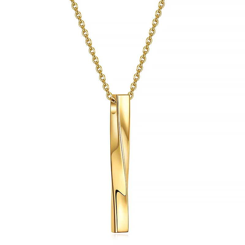Men's Jewellery Rectangle Pendant Necklace Width 3mm Stainless Steel Handmade - Zenflow Active