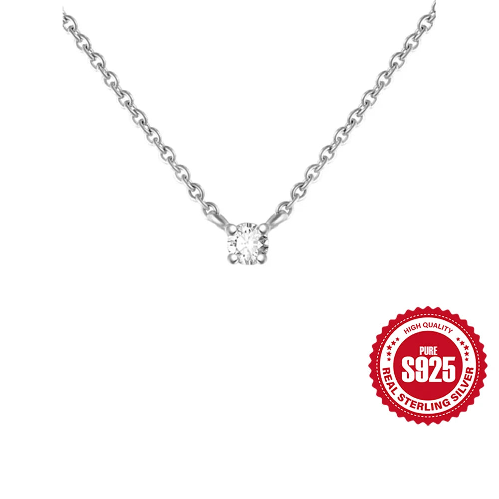CANNER Crystal Zircon 925 Sterling Silver Necklace For Women Pendente Fine Jewellery Long Chain - Zenflow Active