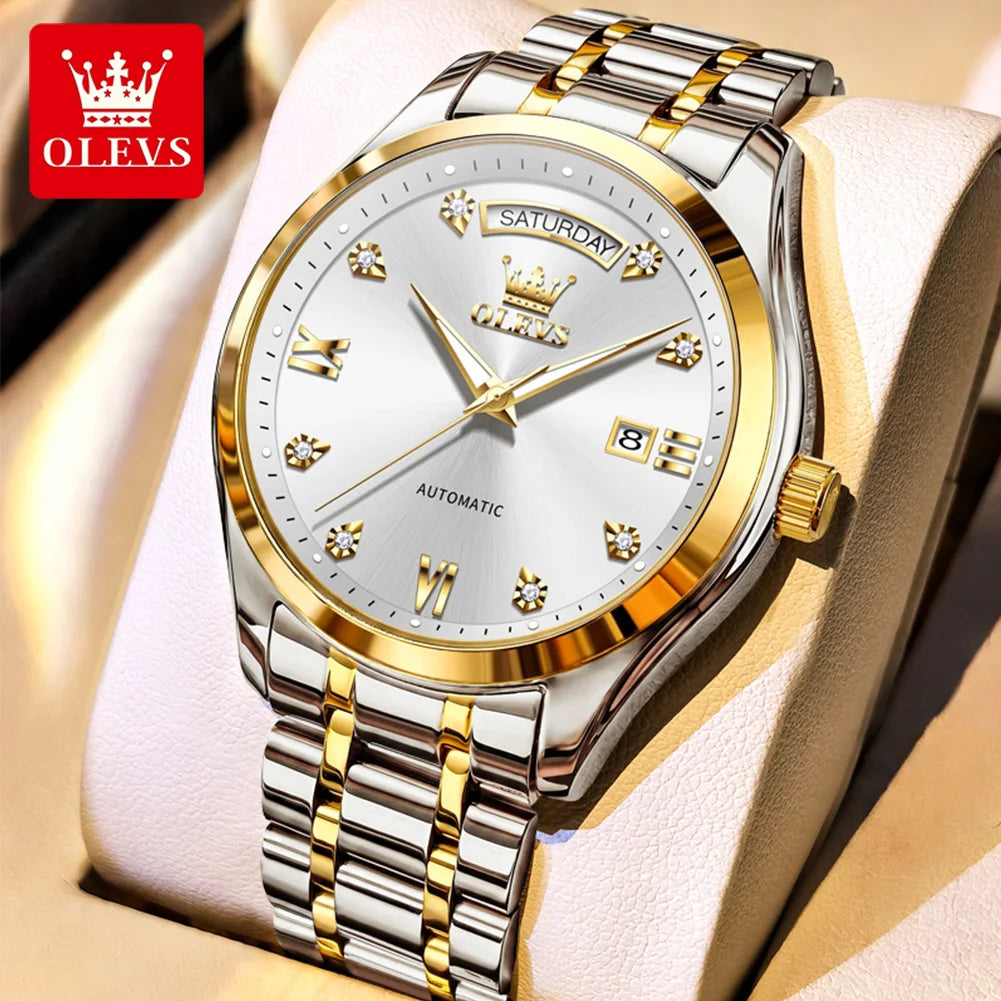 OLEVS 6752 Men's Automatic Mechanical Watch — Luminous, Week & Date Display, Waterproof - Zenflow Active