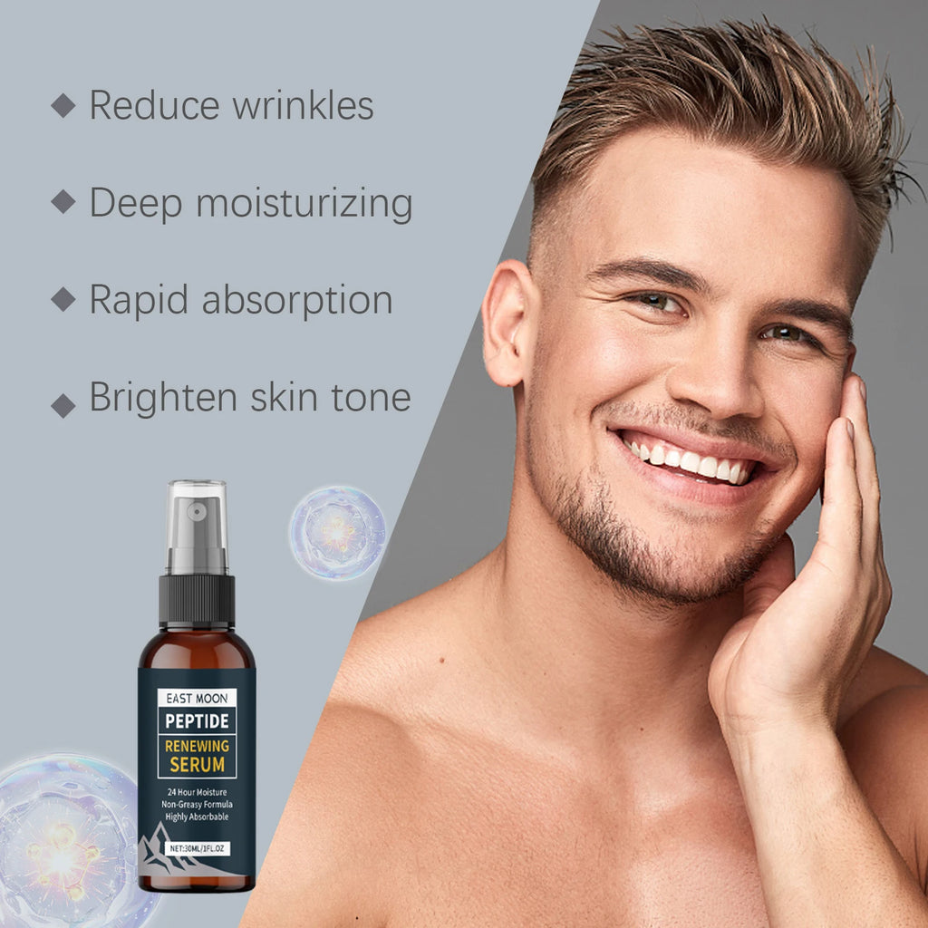 Men's Hydrating Renewing Face Serum Spray with Hyaluronic Acid & Peptides, 30ml - Zenflow Active