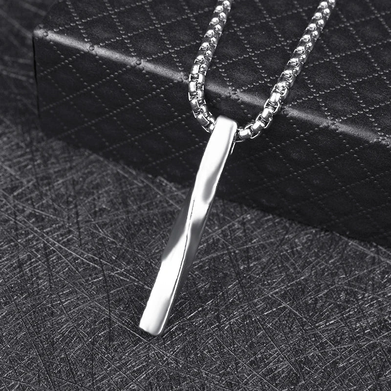 Men's Jewellery Rectangle Pendant Necklace Width 3mm Stainless Steel Handmade - Zenflow Active