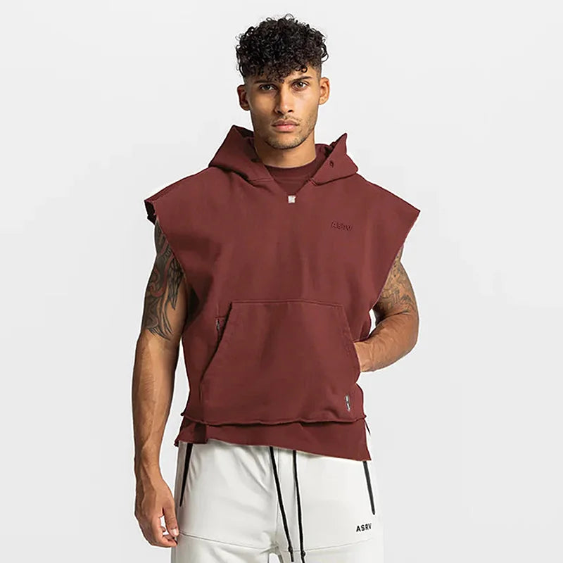 Men's Brand Gym Clothing Hooded Tank Top, Cotton, Sleeveless Vest - Zenflow Active