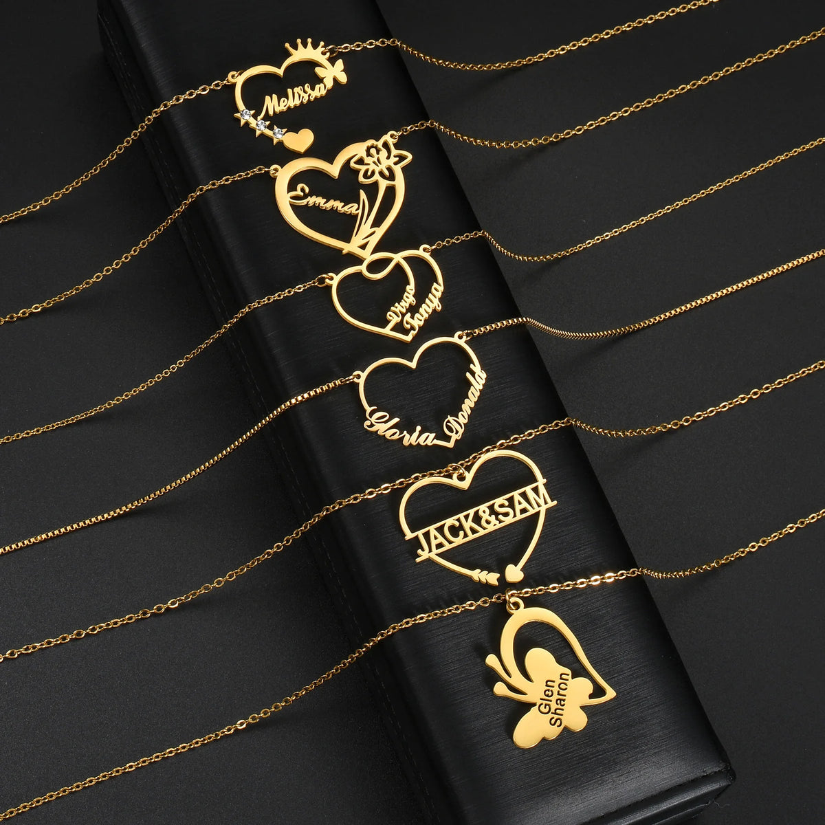 Haiyufly Custom Name Heart Necklace for Women Stainless Steel Jewellery Choker Chains Personalized Couple Valentine's Day Gift - Zenflow Active