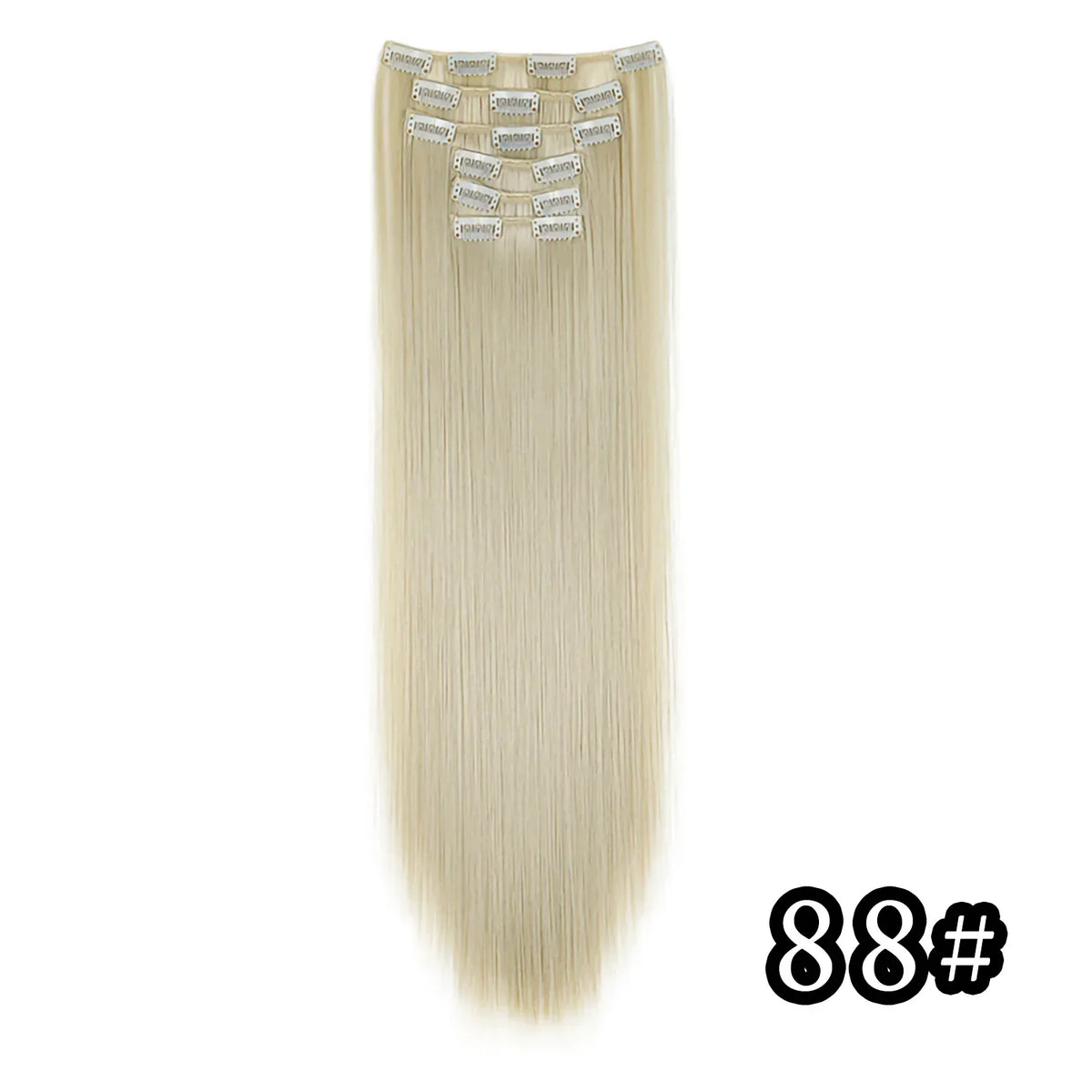 Black Hair Extensions 24"/60cm 6pcs/set Women Long Straight Synthetic Full Head Clip 16 Clips Ombre Heat Resistant Fiber Hair - Zenflow Active