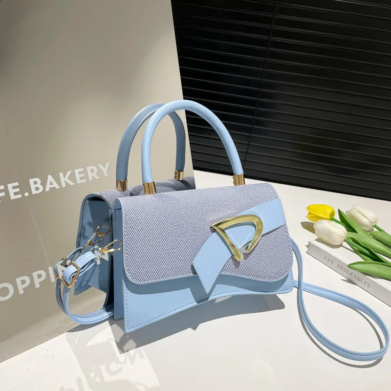 Women's Bags, Hand-held Spliced Contrasting Crossbody Bag, Fashion and Versatile Simple Casual Single Shoulder Small Square Bag - Zenflow Active